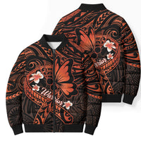Polynesia Leukemia Awareness Month Bomber Puffer Jacket Warrior Butterfly Polynesian Orange Ribbon LT14 - Polynesian Pride