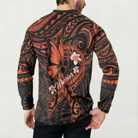 Polynesia Leukemia Awareness Month Button Sweatshirt Warrior Butterfly Polynesian Orange Ribbon LT14 - Polynesian Pride
