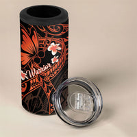 Polynesia Leukemia Awareness Month 4 in 1 Can Cooler Tumbler Warrior Butterfly Polynesian Orange Ribbon