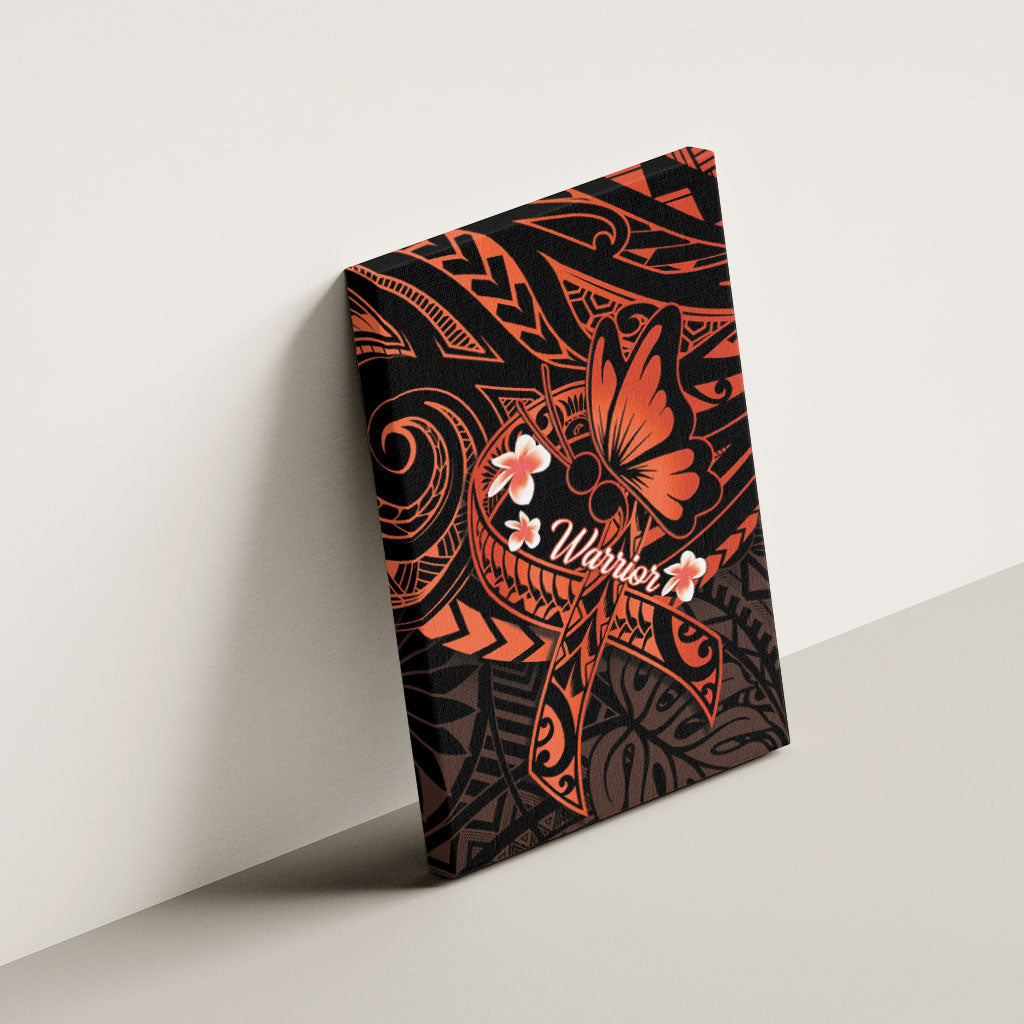 Polynesia Leukemia Awareness Month Canvas Wall Art Warrior Butterfly Polynesian Orange Ribbon LT14 - Polynesian Pride