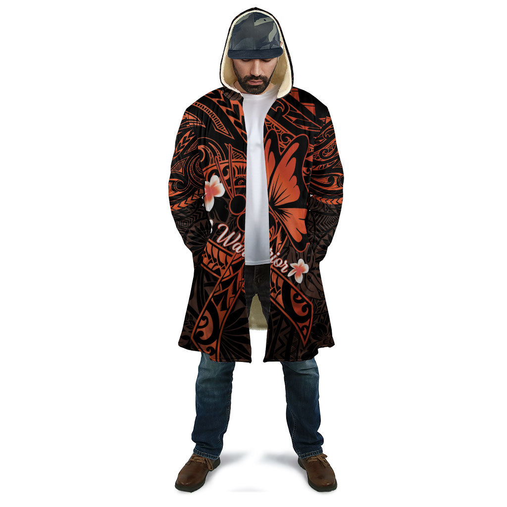Polynesia Leukemia Awareness Month Cloak Warrior Butterfly Polynesian Orange Ribbon LT14 - Polynesian Pride