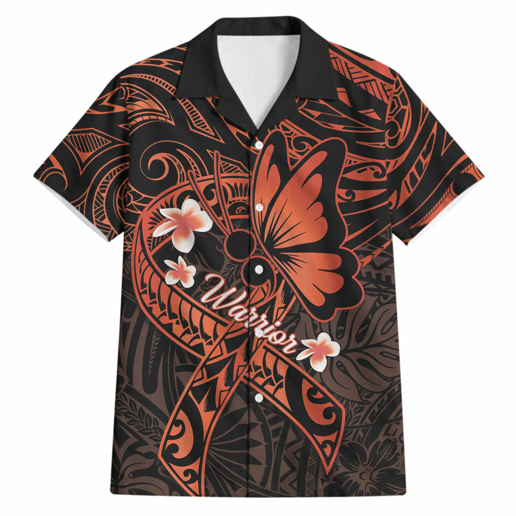 Polynesia Leukemia Awareness Month Hawaiian Shirt Warrior Butterfly Polynesian Orange Ribbon