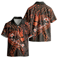 Polynesia Leukemia Awareness Month Kid Hawaiian Shirt Warrior Butterfly Polynesian Orange Ribbon