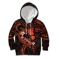 Polynesia Leukemia Awareness Month Kid Hoodie Warrior Butterfly Polynesian Orange Ribbon