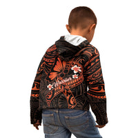 Polynesia Leukemia Awareness Month Kid Hoodie Warrior Butterfly Polynesian Orange Ribbon