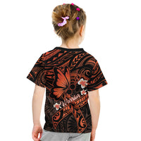 Polynesia Leukemia Awareness Month Kid T Shirt Warrior Butterfly Polynesian Orange Ribbon