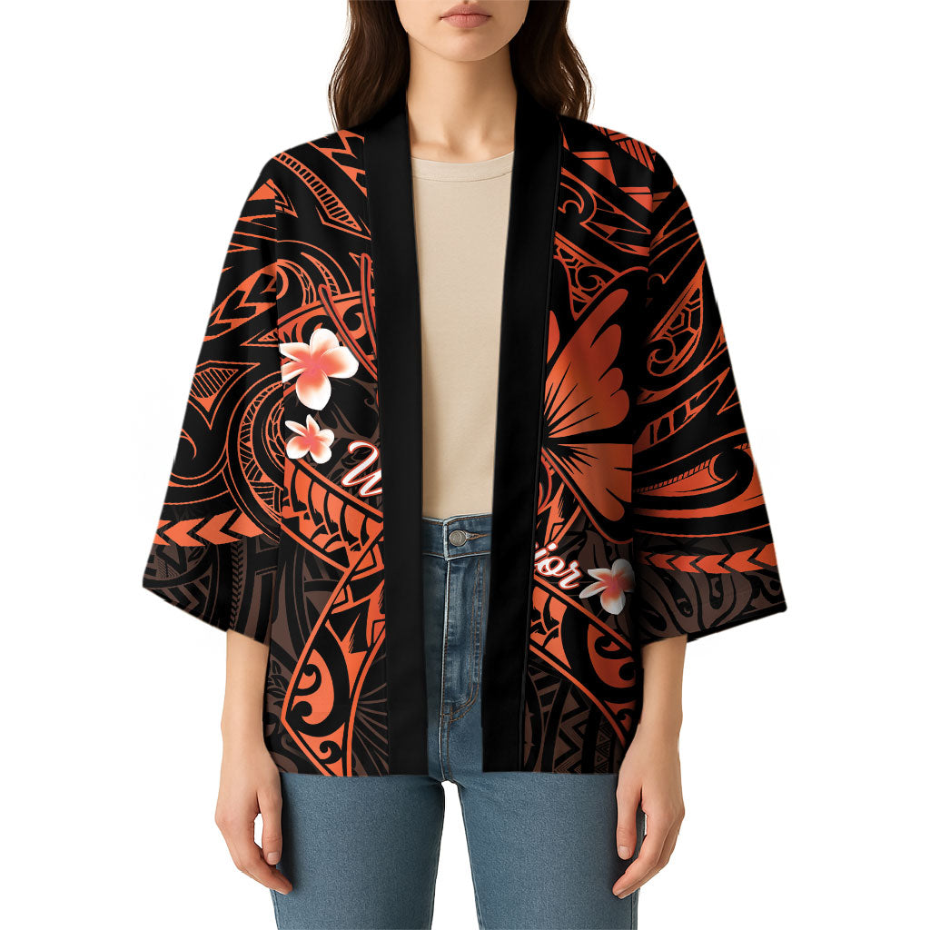 Polynesia Leukemia Awareness Month Kimono Warrior Butterfly Polynesian Orange Ribbon LT14 - Polynesian Pride
