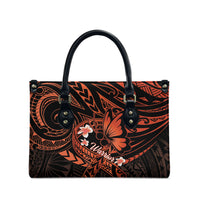 Polynesia Leukemia Awareness Month Leather Bag Warrior Butterfly Polynesian Orange Ribbon LT14 - Polynesian Pride