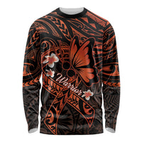 Polynesia Leukemia Awareness Month Long Sleeve Shirt Warrior Butterfly Polynesian Orange Ribbon