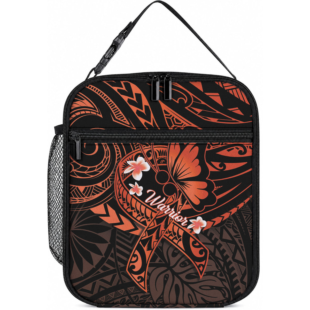 Polynesia Leukemia Awareness Month Lunch Bag Warrior Butterfly Polynesian Orange Ribbon LT14 10.2 × 8.3 × 4.3 inch Orange - Polynesian Pride