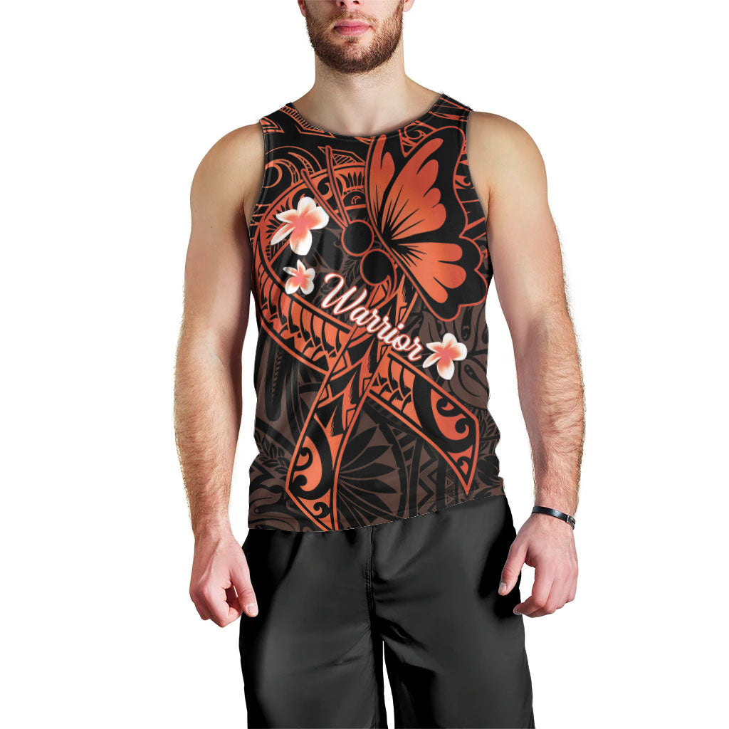 Polynesia Leukemia Awareness Month Men Tank Top Warrior Butterfly Polynesian Orange Ribbon LT14 - Polynesian Pride