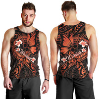 Polynesia Leukemia Awareness Month Men Tank Top Warrior Butterfly Polynesian Orange Ribbon LT14 - Polynesian Pride