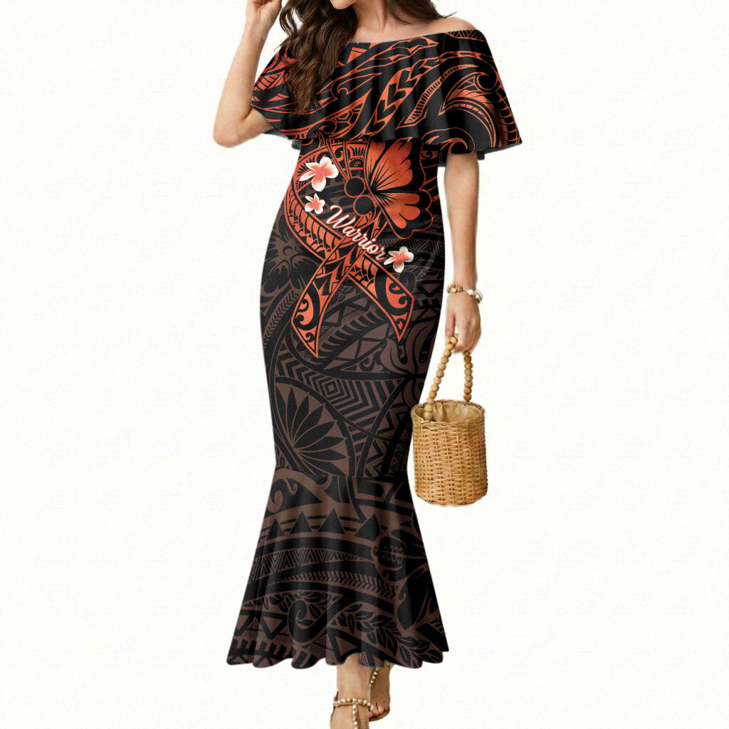 Polynesia Leukemia Awareness Month Mermaid Dress Warrior Butterfly Polynesian Orange Ribbon