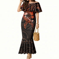 Polynesia Leukemia Awareness Month Mermaid Dress Warrior Butterfly Polynesian Orange Ribbon