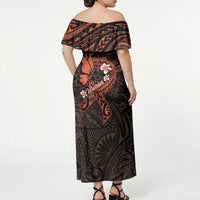 Polynesia Leukemia Awareness Month Off Shoulder Maxi Dress Warrior Butterfly Polynesian Orange Ribbon LT14 - Polynesian Pride