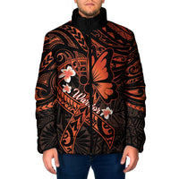 Polynesia Leukemia Awareness Month Padded Jacket Warrior Butterfly Polynesian Orange Ribbon LT14 Men Orange - Polynesian Pride