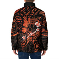 Polynesia Leukemia Awareness Month Padded Jacket Warrior Butterfly Polynesian Orange Ribbon LT14 - Polynesian Pride