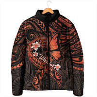 Polynesia Leukemia Awareness Month Padded Jacket Warrior Butterfly Polynesian Orange Ribbon LT14 - Polynesian Pride