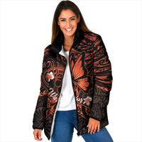 Polynesia Leukemia Awareness Month Padded Jacket Warrior Butterfly Polynesian Orange Ribbon LT14 Women Orange - Polynesian Pride