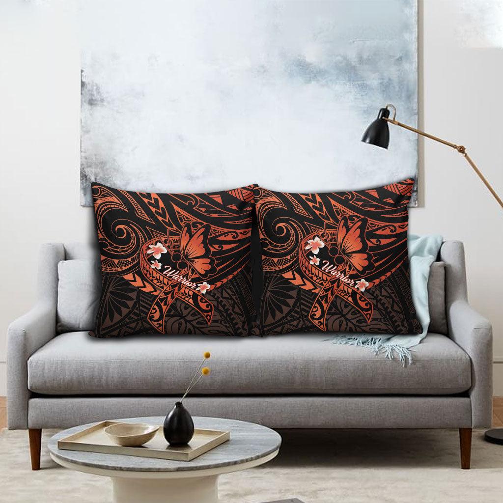Polynesia Leukemia Awareness Month Pillow Cover Warrior Butterfly Polynesian Orange Ribbon LT14 - Polynesian Pride