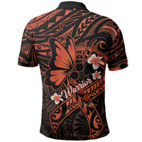 Polynesia Leukemia Awareness Month Polo Shirt Warrior Butterfly Polynesian Orange Ribbon