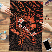 Polynesia Leukemia Awareness Month Puzzle Warrior Butterfly Polynesian Orange Ribbon LT14 Orange - Polynesian Pride