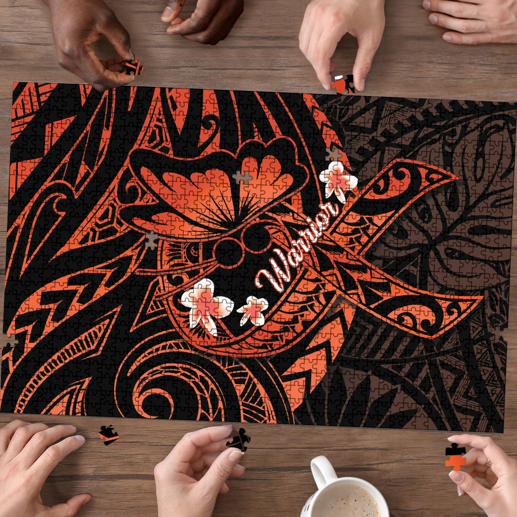 Polynesia Leukemia Awareness Month Puzzle Warrior Butterfly Polynesian Orange Ribbon LT14 - Polynesian Pride