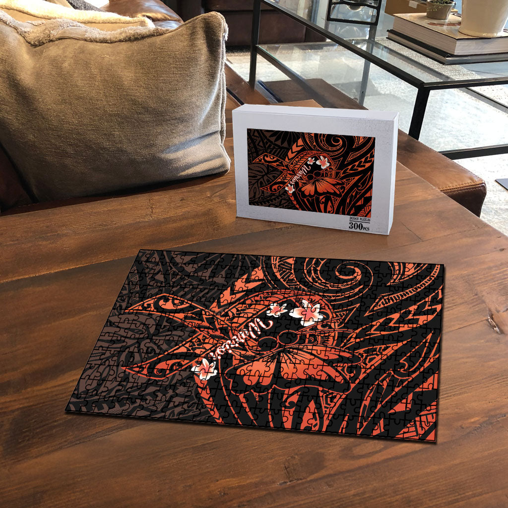 Polynesia Leukemia Awareness Month Puzzle Warrior Butterfly Polynesian Orange Ribbon LT14 - Polynesian Pride