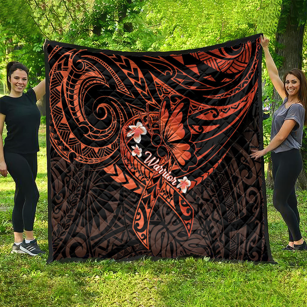Polynesia Leukemia Awareness Month Quilt Warrior Butterfly Polynesian Orange Ribbon LT14 - Polynesian Pride