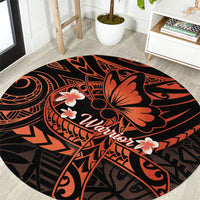 Polynesia Leukemia Awareness Month Round Carpet Warrior Butterfly Polynesian Orange Ribbon LT14 Orange - Polynesian Pride