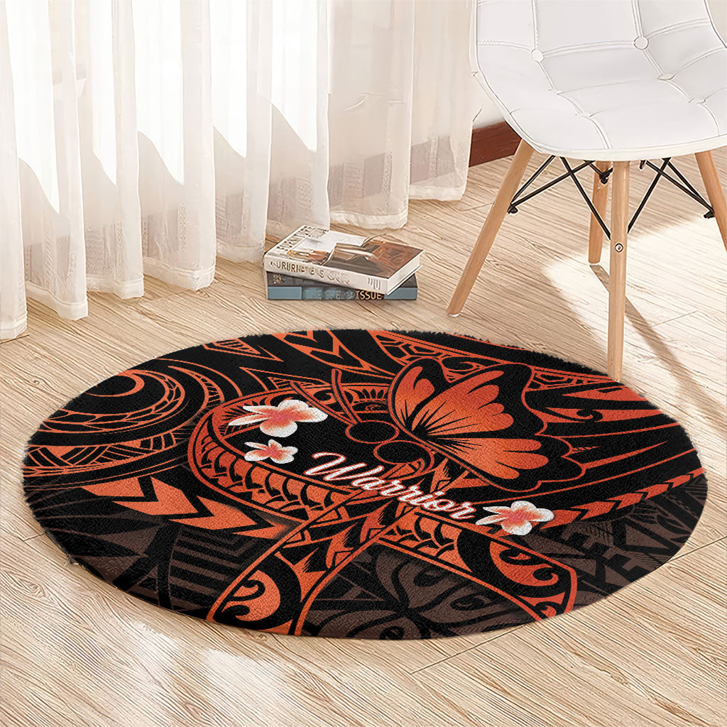 Polynesia Leukemia Awareness Month Round Carpet Warrior Butterfly Polynesian Orange Ribbon LT14 - Polynesian Pride