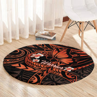 Polynesia Leukemia Awareness Month Round Carpet Warrior Butterfly Polynesian Orange Ribbon LT14 - Polynesian Pride