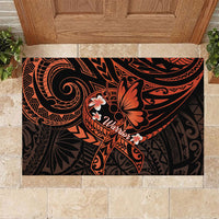 Polynesia Leukemia Awareness Month Rubber Doormat Warrior Butterfly Polynesian Orange Ribbon LT14 Orange - Polynesian Pride