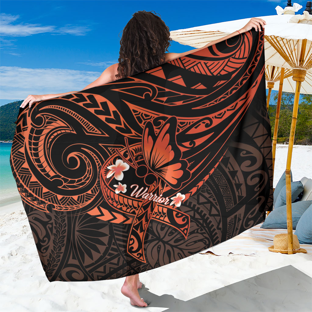 Polynesia Leukemia Awareness Month Sarong Warrior Butterfly Polynesian Orange Ribbon LT14 One Size 44 x 66 inches Orange - Polynesian Pride