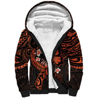 Polynesia Leukemia Awareness Month Sherpa Hoodie Warrior Butterfly Polynesian Orange Ribbon