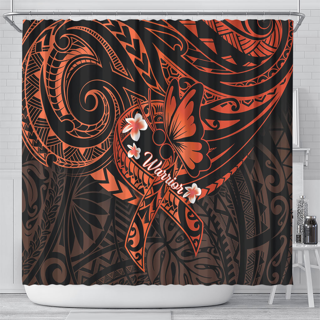 Polynesia Leukemia Awareness Month Shower Curtain Warrior Butterfly Polynesian Orange Ribbon LT14 - Polynesian Pride