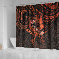 Polynesia Leukemia Awareness Month Shower Curtain Warrior Butterfly Polynesian Orange Ribbon LT14 - Polynesian Pride