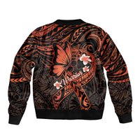 Polynesia Leukemia Awareness Month Sleeve Zip Bomber Jacket Warrior Butterfly Polynesian Orange Ribbon LT14 - Polynesian Pride