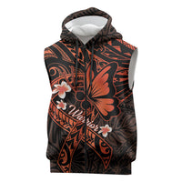 Polynesia Leukemia Awareness Month Sleeveless Zip Hoodie Warrior Butterfly Polynesian Orange Ribbon LT14 Orange - Polynesian Pride