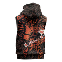 Polynesia Leukemia Awareness Month Sleeveless Zip Hoodie Warrior Butterfly Polynesian Orange Ribbon LT14 - Polynesian Pride