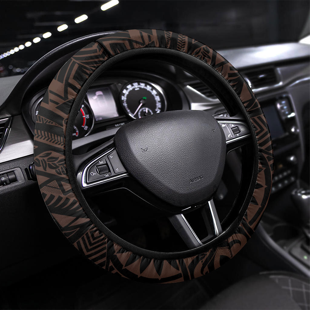 Polynesia Leukemia Awareness Month Steering Wheel Cover Warrior Butterfly Polynesian Orange Ribbon LT14 Universal Fit Orange - Polynesian Pride