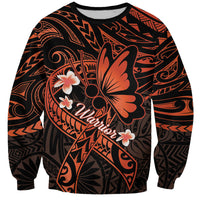 Polynesia Leukemia Awareness Month Sweatshirt Warrior Butterfly Polynesian Orange Ribbon LT14 Unisex Orange - Polynesian Pride