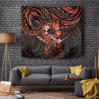 Polynesia Leukemia Awareness Month Tapestry Warrior Butterfly Polynesian Orange Ribbon LT14 Orange - Polynesian Pride