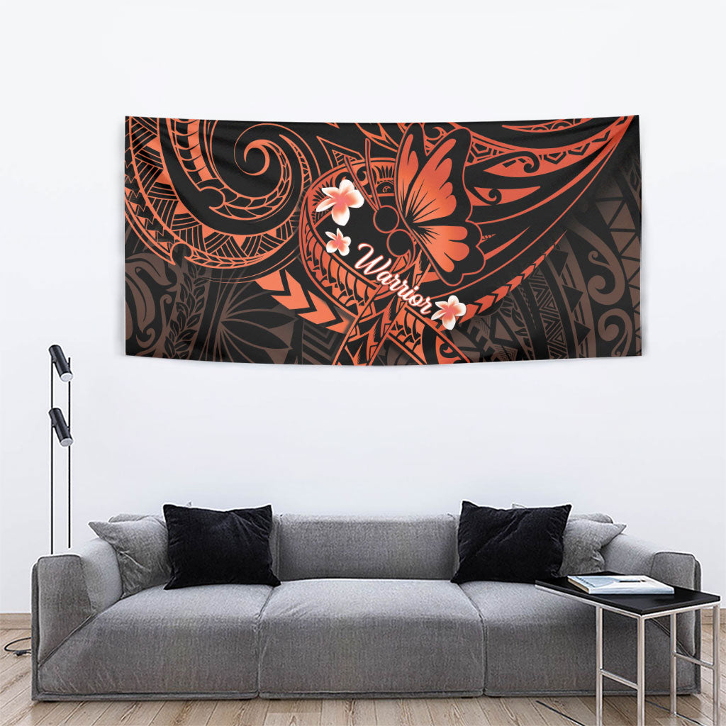 Polynesia Leukemia Awareness Month Tapestry Warrior Butterfly Polynesian Orange Ribbon LT14 - Polynesian Pride