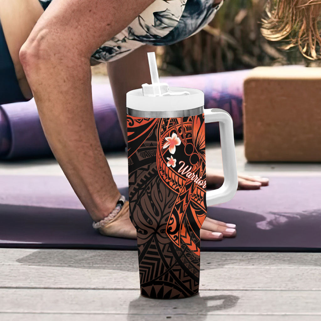 Polynesia Leukemia Awareness Month Tumbler With Handle Warrior Butterfly Polynesian Orange Ribbon LT14 - Polynesian Pride