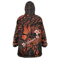 Polynesia Leukemia Awareness Month Wearable Blanket Hoodie Warrior Butterfly Polynesian Orange Ribbon LT14 - Polynesian Pride