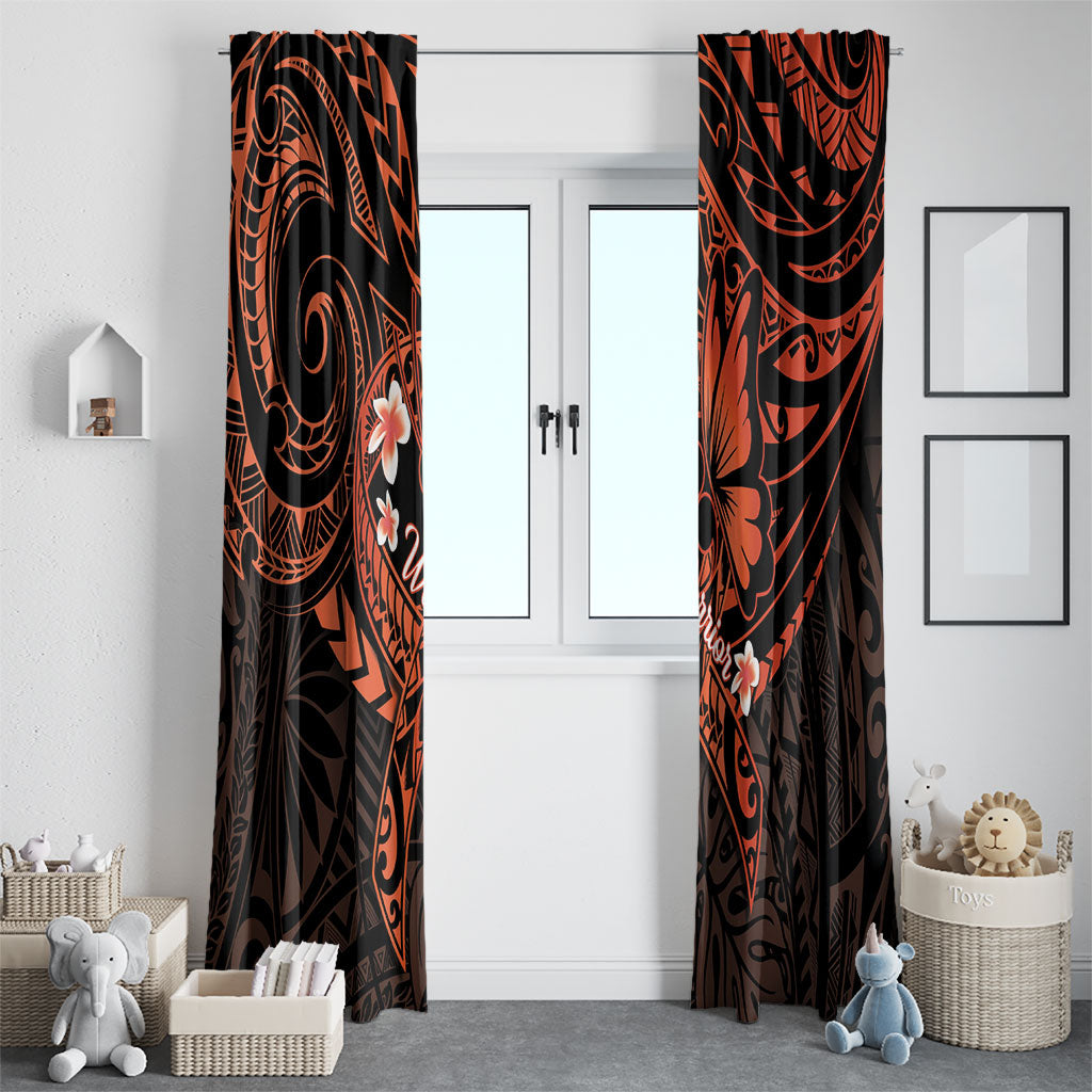 Polynesia Leukemia Awareness Month Window Curtain Warrior Butterfly Polynesian Orange Ribbon LT14 - Polynesian Pride