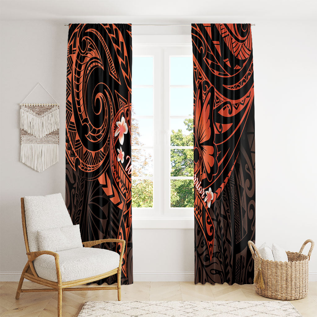 Polynesia Leukemia Awareness Month Window Curtain Warrior Butterfly Polynesian Orange Ribbon LT14 - Polynesian Pride
