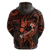 Polynesia Leukemia Awareness Month Zip Hoodie Warrior Butterfly Polynesian Orange Ribbon LT14 - Polynesian Pride