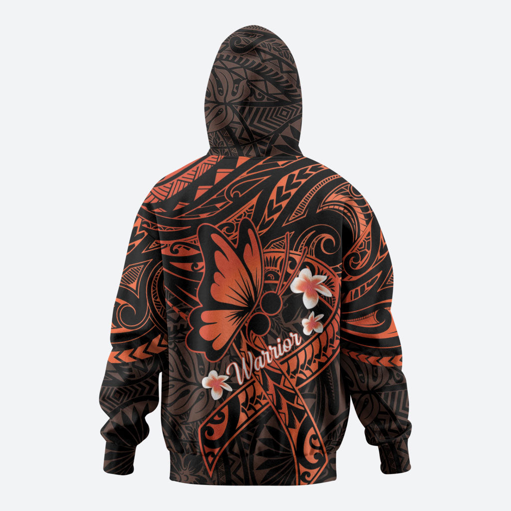 Polynesia Leukemia Awareness Month Zip Hoodie Warrior Butterfly Polynesian Orange Ribbon LT14 - Polynesian Pride